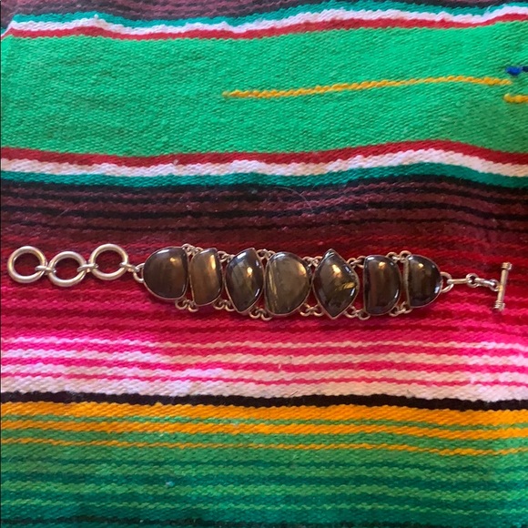 Red Iron Tiger Eye Sterling Silver Bracelet - Picture 1 of 2